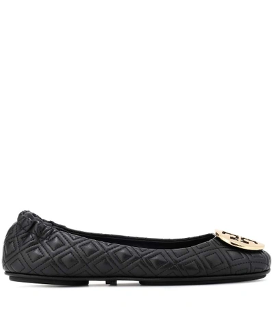 Shop Tory Burch Minnie Quilted Leather Ballet Flats In Black