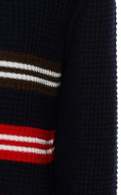 Shop Marni Striped Waffle-knit Wool And Cotton-blend Shirt