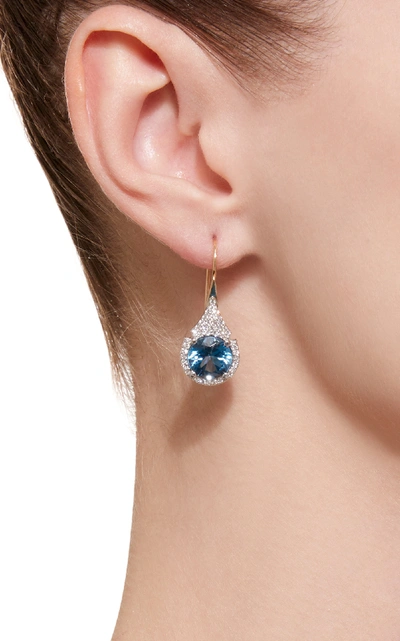 Shop Ilana Ariel Aziza 14k Gold Blue Topaz Diamond Earrings