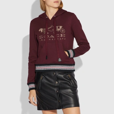 Shop Coach Rexy And Carriage Hoodie In Burgundy