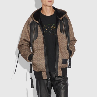 Shop Coach Signature Western "couch" Hoodie In Khaki