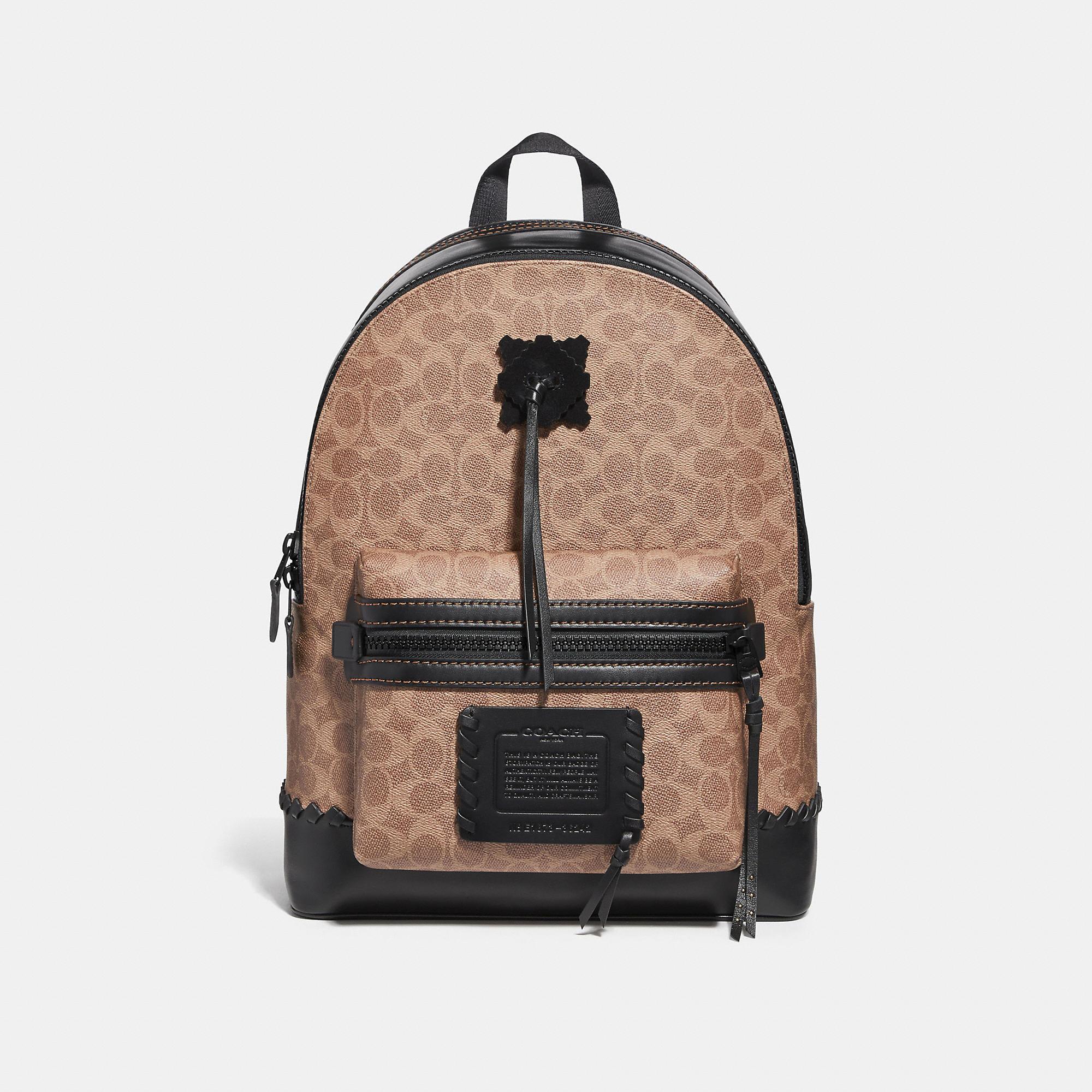 Coach Academy Backpack In Signature Canvas With Whipstitch Men's In