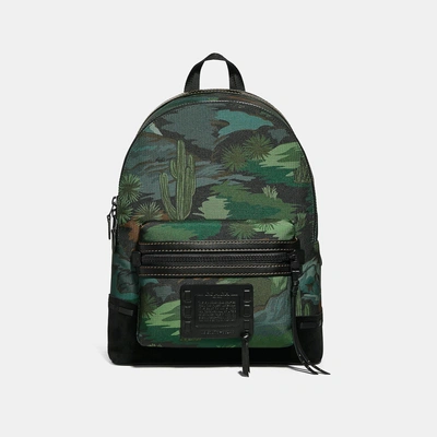 Shop Coach Academy Backpack With Landscape Print In Black/matte Black