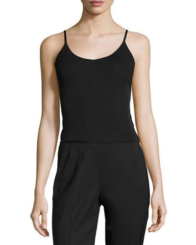 Shop Lafayette 148 Mesh Jersey V-neck Tank In Black