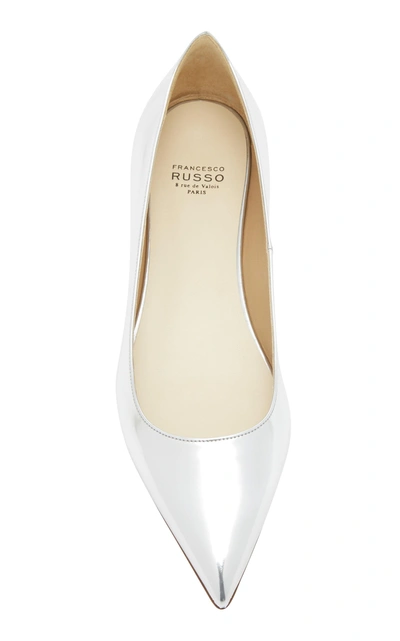 Shop Francesco Russo Metallic Ballet Flat In Silver