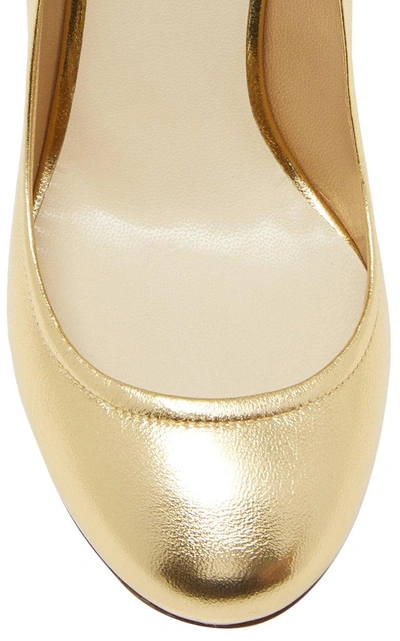 Shop Francesco Russo Metallic Bow Pump In Gold