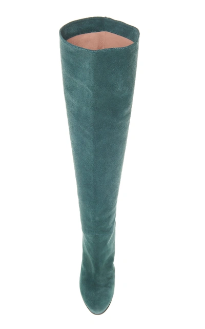 Shop Alberta Ferretti Over-the-knee Suede Boots In Green