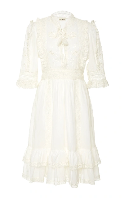 Shop Ulla Johnson Madison Tied Ruffled Broderie Anglaise Cotton-voile Dress In White