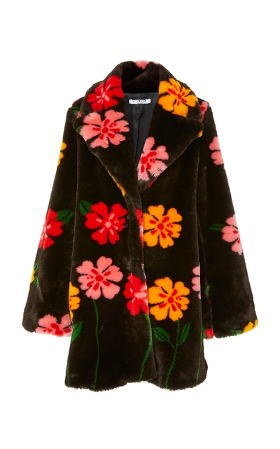 Shop Vivetta Krafft Floral-print Faux Fur Coat