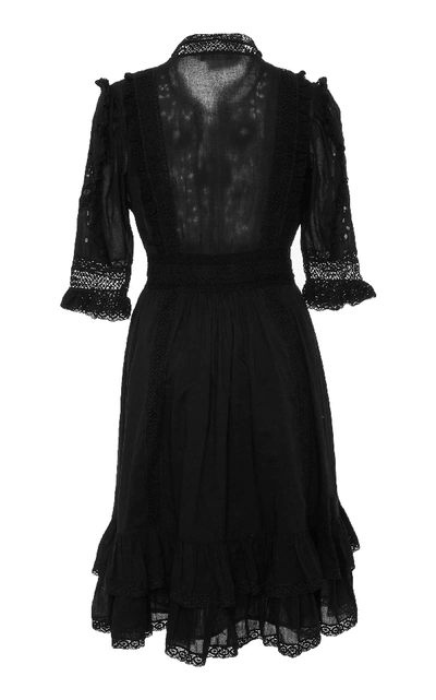 Shop Ulla Johnson Madison Tied Ruffled Broderie Anglaise Cotton-voile Dress In Black