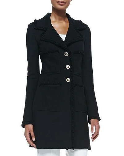 Shop St John Milano Pique Fit And Flare Topper Coat In Black