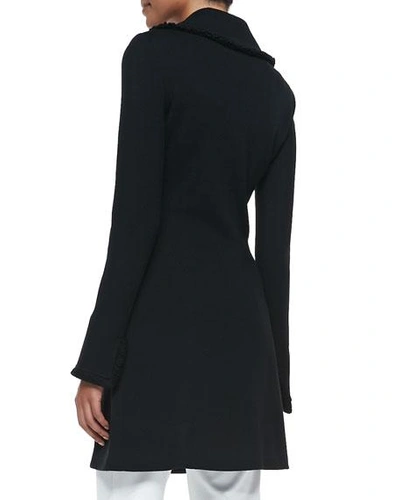 Shop St John Milano Pique Fit And Flare Topper Coat In Black
