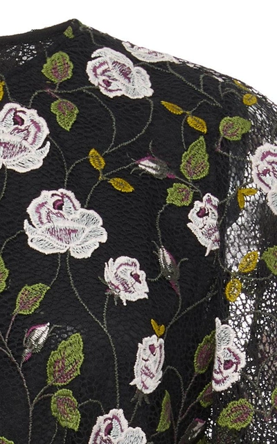 Shop Giambattista Valli Cape-effect Floral-print Cotton Blend-lace Midi Dress