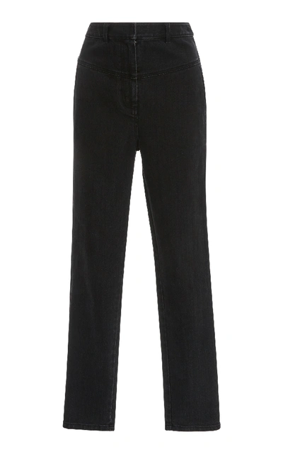 Shop Tibi Jamie Cropped High-rise Straight-leg Jeans In Black