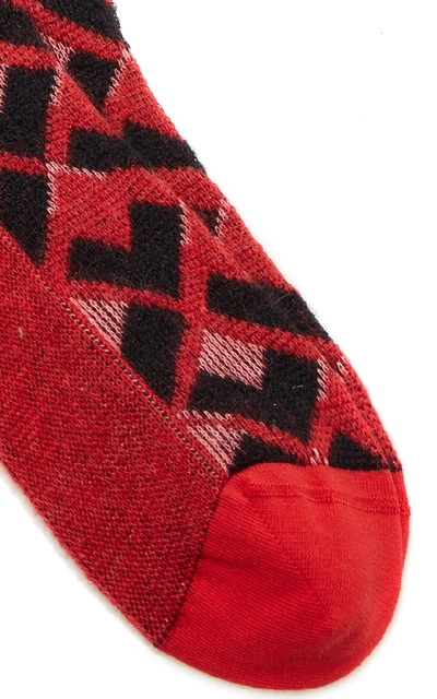 Shop Rochas Calzino Intarsia-knit Mohair-blend Socks In Print