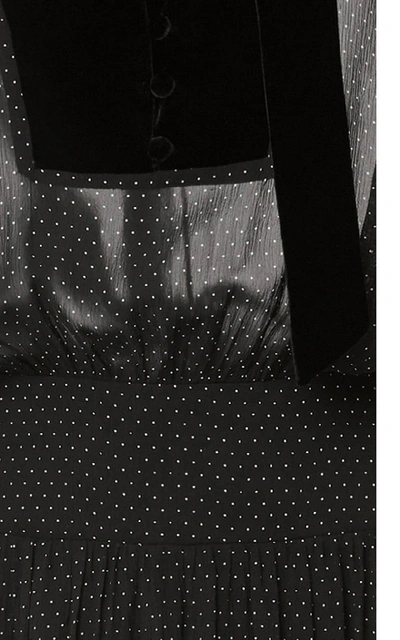Shop Frame Velvet-trimmed Silk-chiffon Midi Dress In Black
