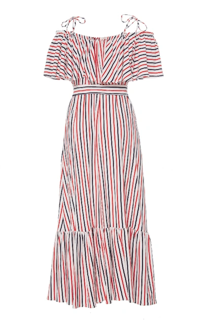 Shop Mds Stripes Rebecca Ruffle Dress In Stripe