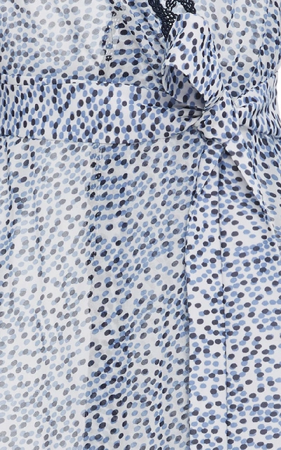 Shop Alexis Theo Lace-trimmed Cotton-blend Voile Wrap Dress In Blue