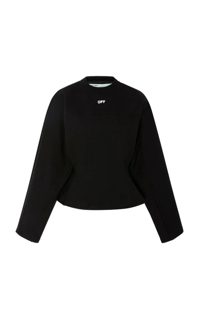 Shop Off-white Printed Cotton-jersey Sweatshirt In Black