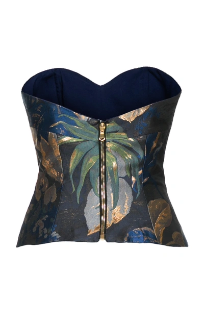 Shop Lena Hoschek Jacquard Bustier Top In Print