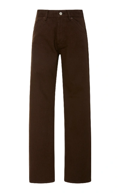 Shop Jacquemus Cropped Mid-rise Straight-leg Jeans In Brown