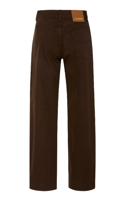Shop Jacquemus Cropped Mid-rise Straight-leg Jeans In Brown