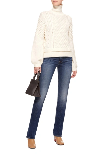 Shop Frame Cable Knit Wool-blend Sweater In White