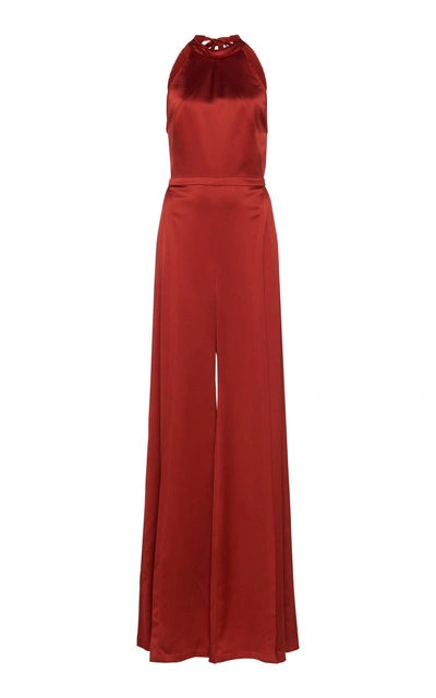 Shop Alexis Sanaya Wide-leg Silk Jumpsuit In Red