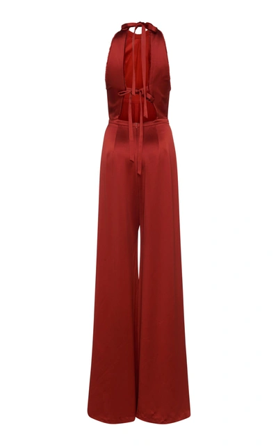 Shop Alexis Sanaya Wide-leg Silk Jumpsuit In Red