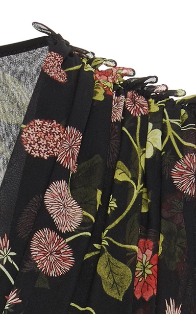 Shop Giambattista Valli Pintucked Floral-print Silk-chiffon Blouse