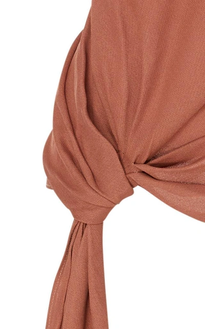 Shop Jacquemus Passo Tied Asymmetric Stretch-knit Top In Brown
