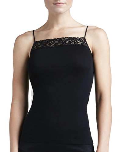 Shop Hanro Moments Lace-trimmed Camisole In Black