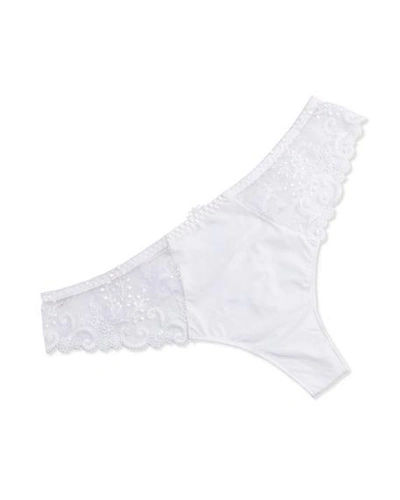 Shop Simone Perele Delice Lace Mesh Thong In White