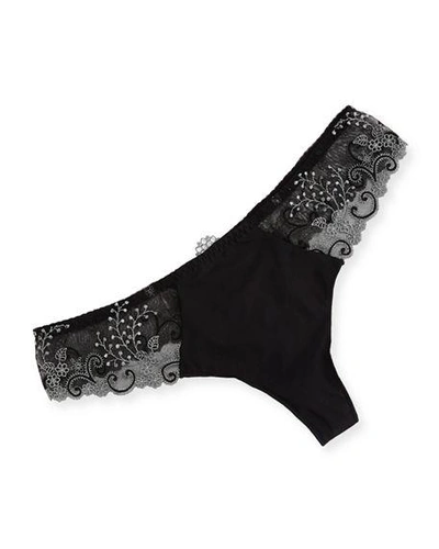 Shop Simone Perele Delice Lace Mesh Thong In Moonlight
