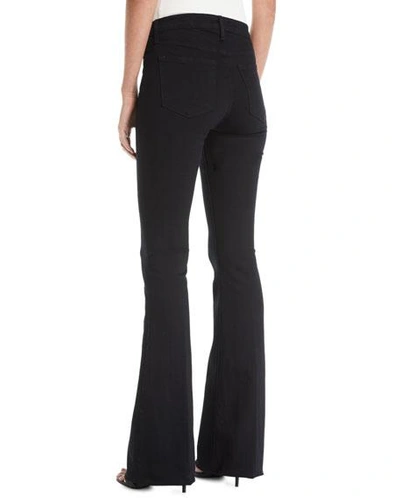 Shop Frame Le High Flare Jeans In Noir