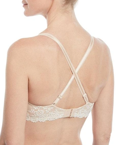 Shop Wacoal Embrace Lace Contour Underwire Plunge Bra In Nude/ivory