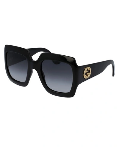 Shop Gucci Oversized Square Sunglasses, Black