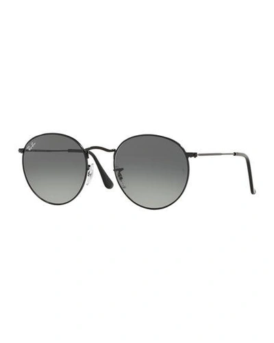 Shop Ray Ban Gradient Round Metal Sunglasses In Gray Pattern