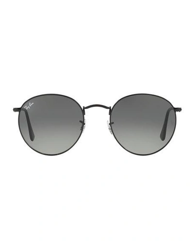 Shop Ray Ban Gradient Round Metal Sunglasses In Gray Pattern