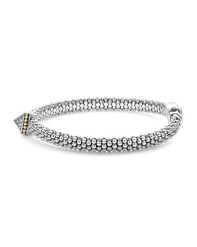 Shop Lagos Ksl Caviar Rope Bracelet W/ Pyramid In Yellow/gray