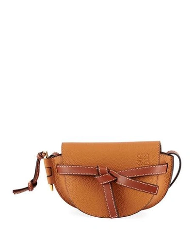Shop Loewe Gate Mini Grain Leather Shoulder Bag In Light Beige