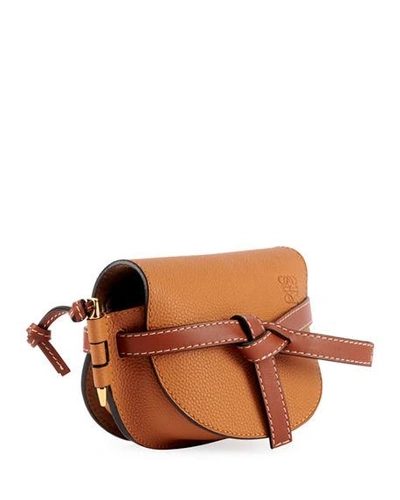 Shop Loewe Gate Mini Grain Leather Shoulder Bag In Light Beige