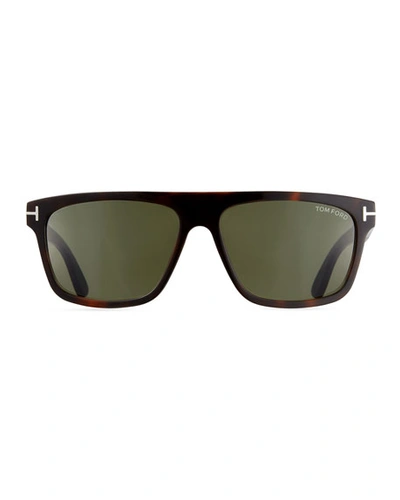 Shop Tom Ford Men's Thick Square Acetate Sunglasses In Green Pattern