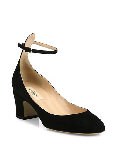 Shop Valentino Tango Suede Ankle-strap Pumps In Grey