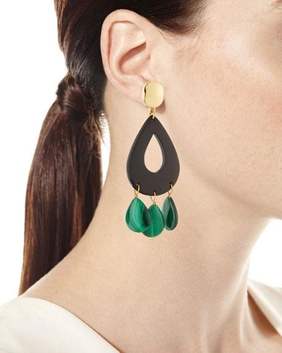 Shop Nest Jewelry Malachite & Horn Statement Earrings In Green