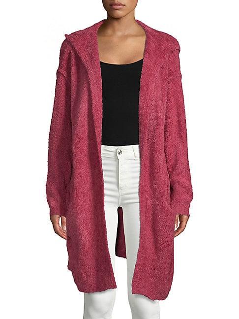hooded chenille cardigan