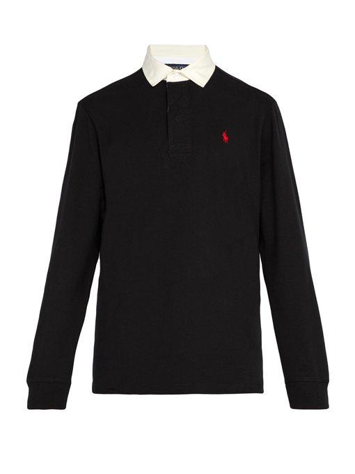 Polo Ralph Lauren Logo-embroidered Cotton Rugby Shirt In Black | ModeSens