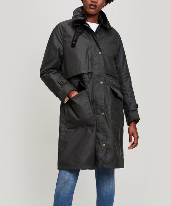 barbour floree wax coat black