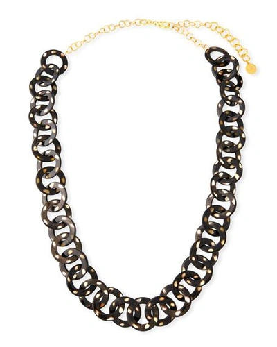 Shop Nest Jewelry Long Horn Circle-link Necklace In Animal Print