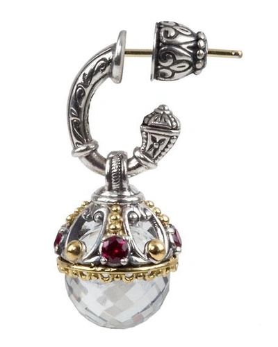 Shop Konstantino Pythia Corundum & Crystal Drop Earrings In Silver